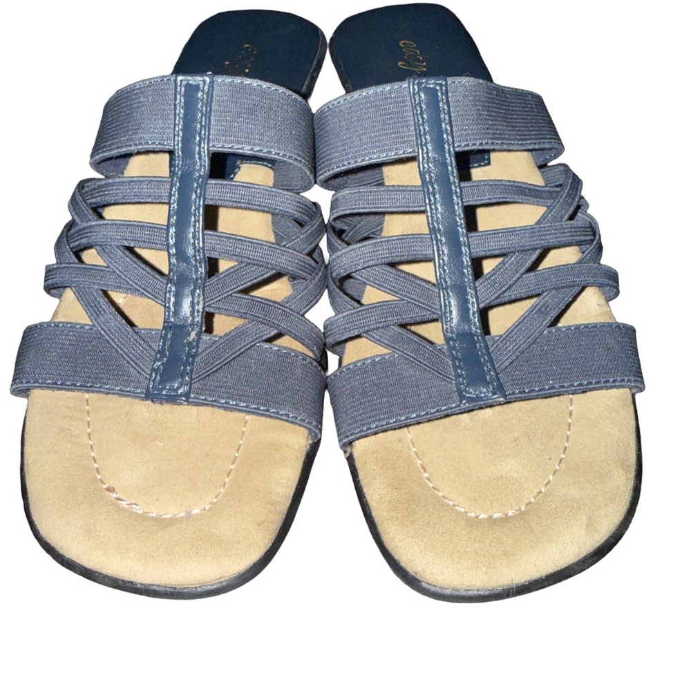 Easy Street Women's 7.5 M Lakeport Navy Blue Slip On Sandals